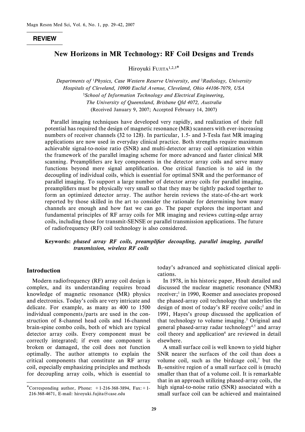 New Horizons in MR Technology: RF Coil Designs and Trends