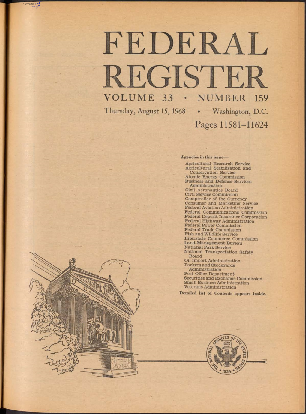 Federal Register Volume 33 • Number 159