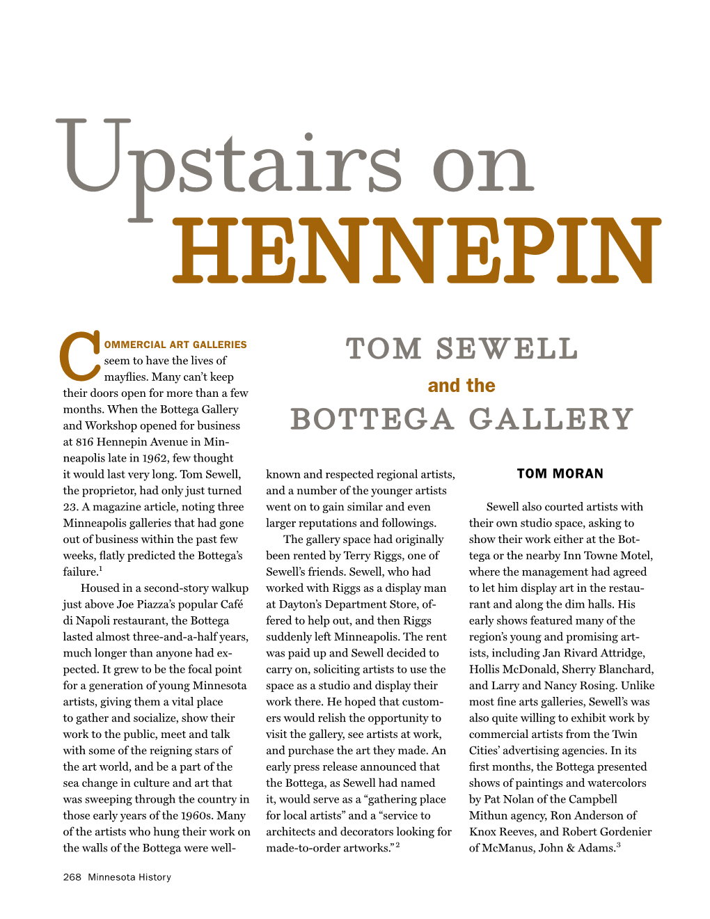 Upstairs on Hennepin: Tom Sewell and the Bottega Gallery