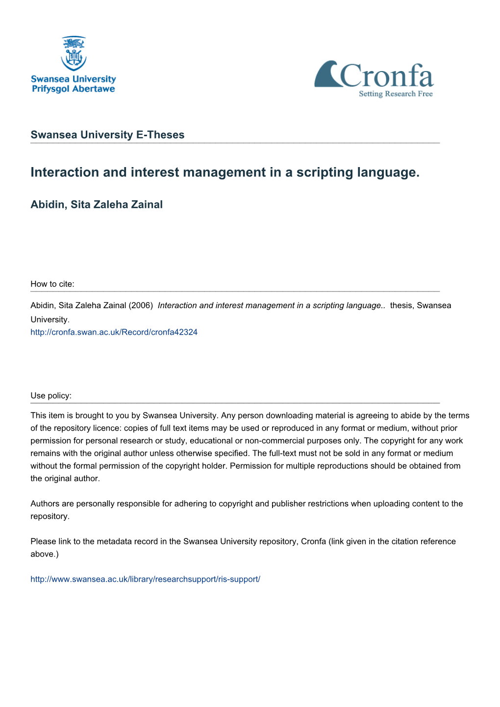 Interaction and Interest Management in a Scripting Language