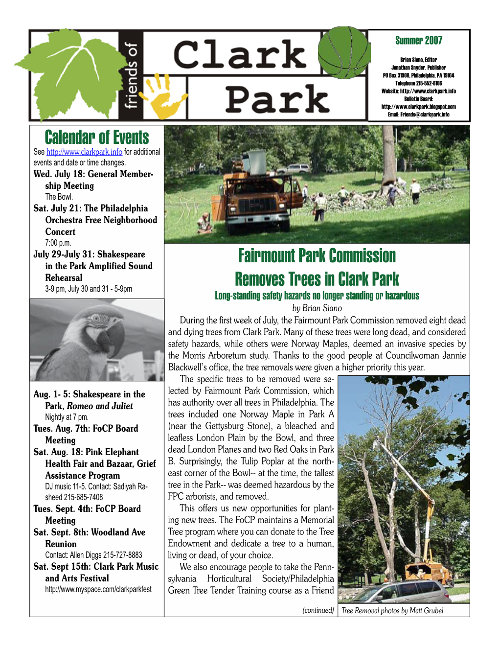 Fairmount Park Commission Removes Trees in Clark Park Calendar Of
