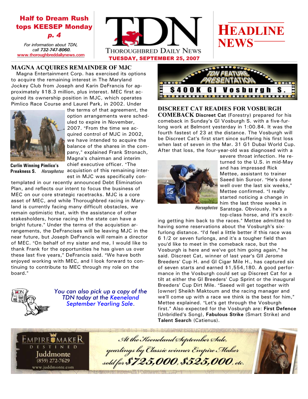 HEADLINE NEWS • 9/25/07 • PAGE 2 of 6