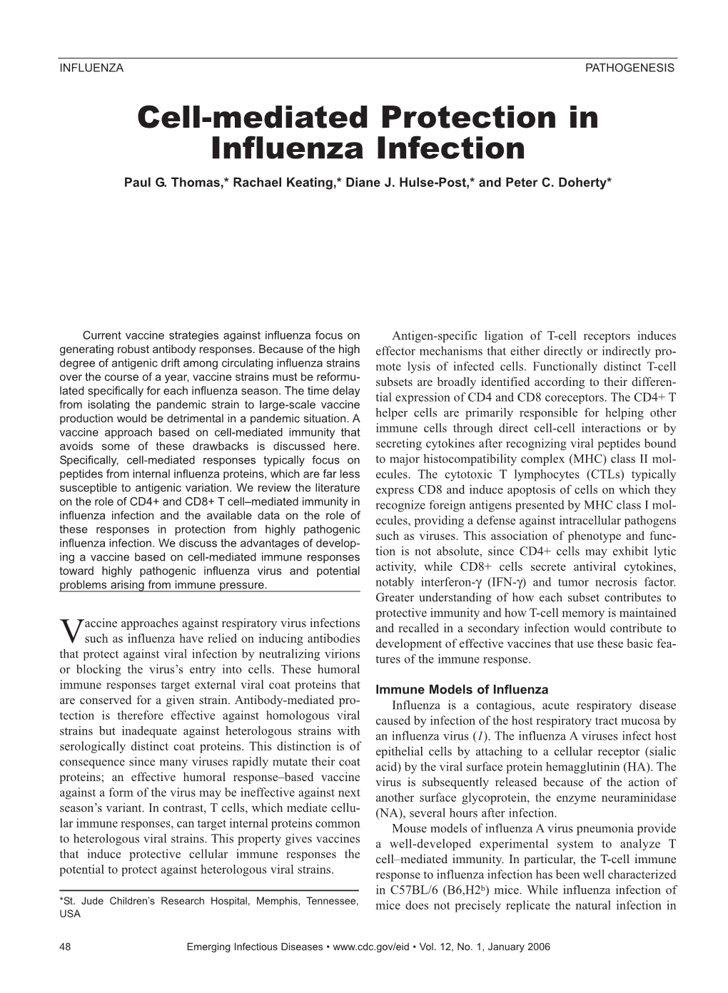 Cell-Mediated Protection in Influenza Infection Paul G