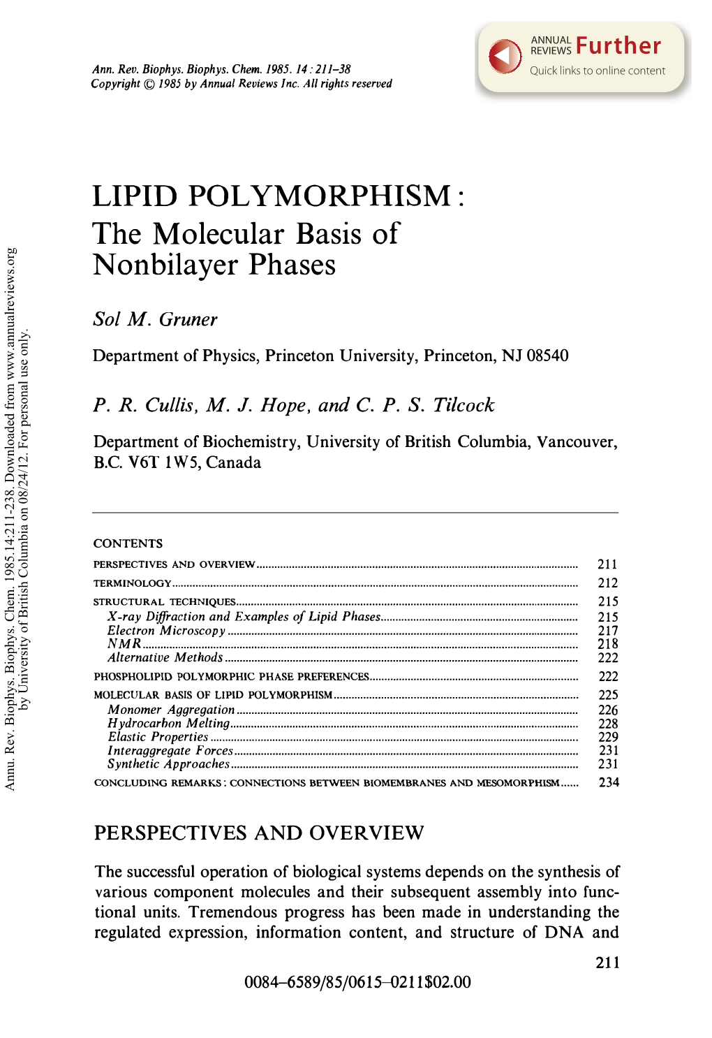 Lipid Polymorphism:The Molecular
