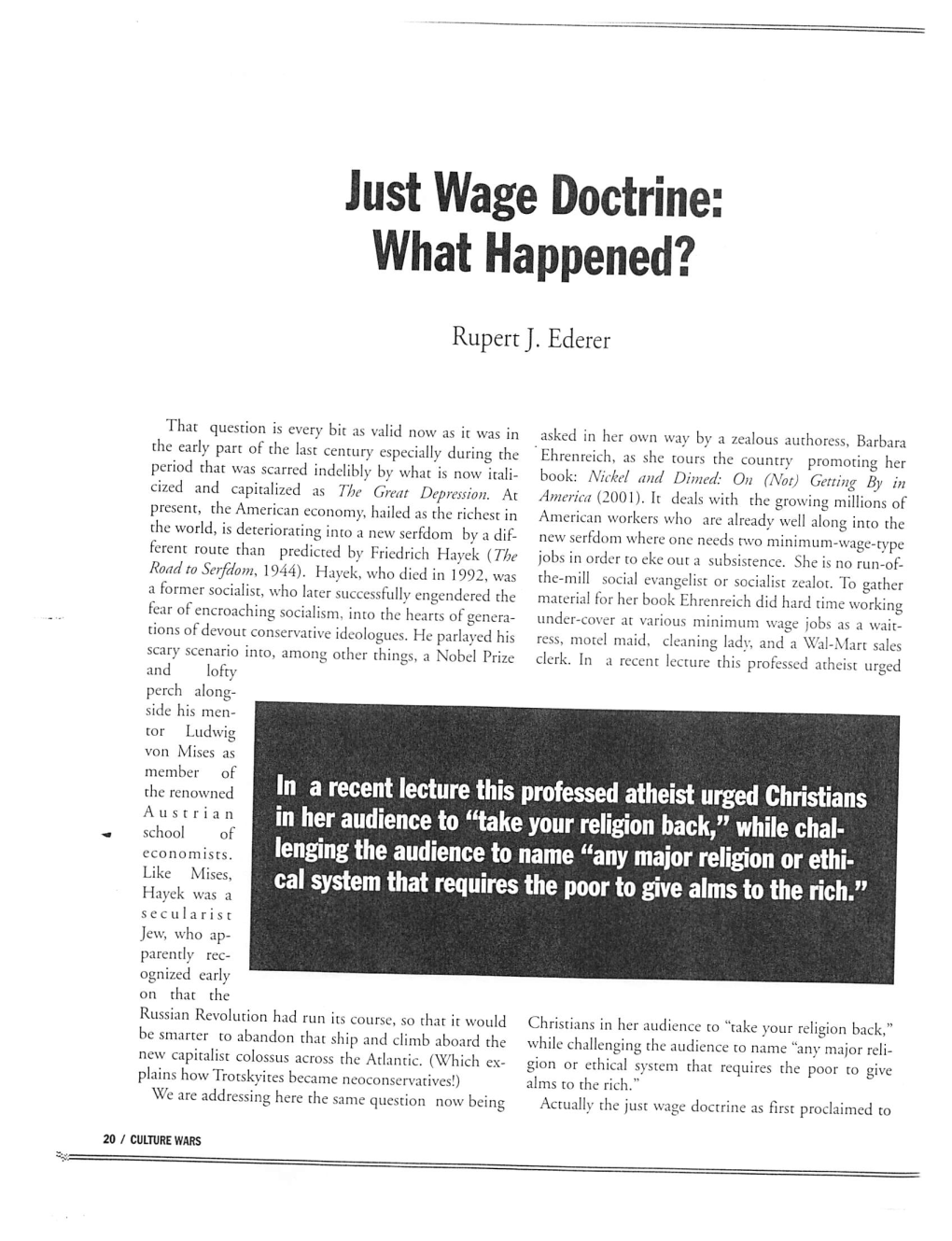 Just Wage Doctrine: What Happened?