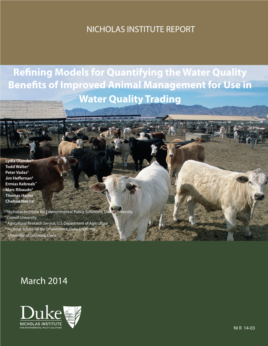 Refining Models for Quantifying the Water Quality Benefits of Improved Animal Management for Use in Water Quality Trading