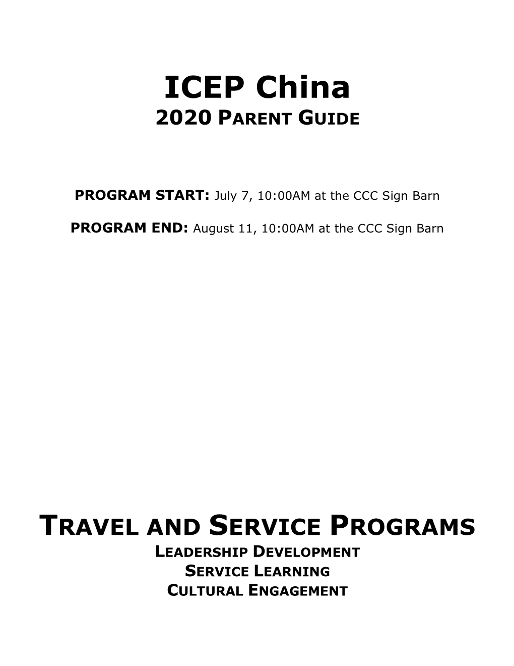 ICEP China 2020 PARENT GUIDE