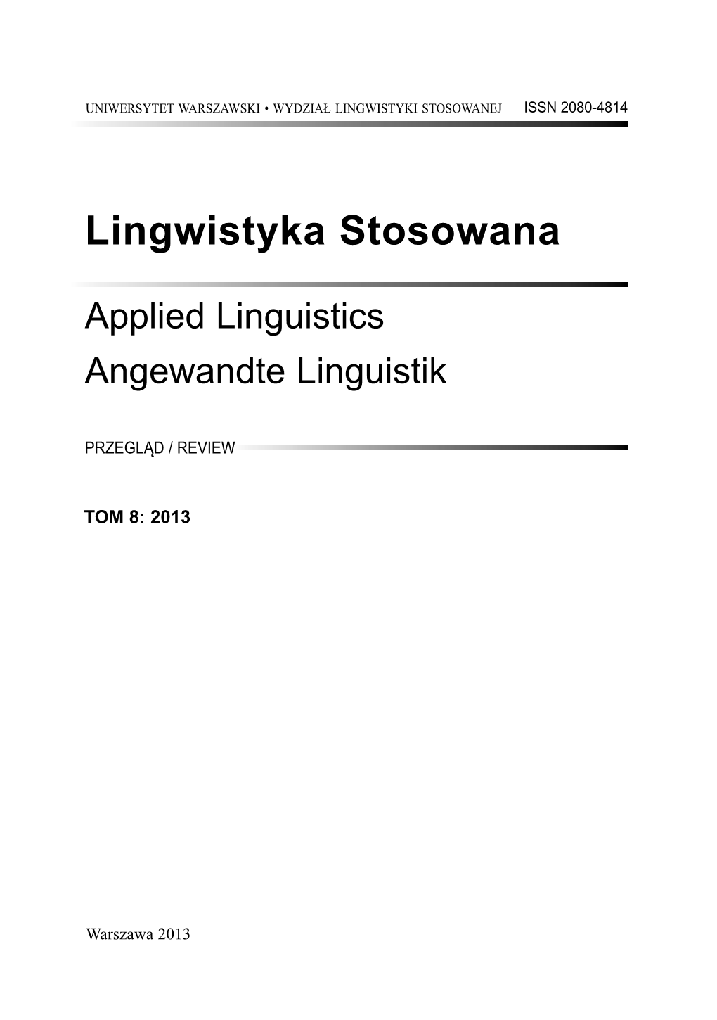 Lingwistyka Stosowana 8, 2013.Indd