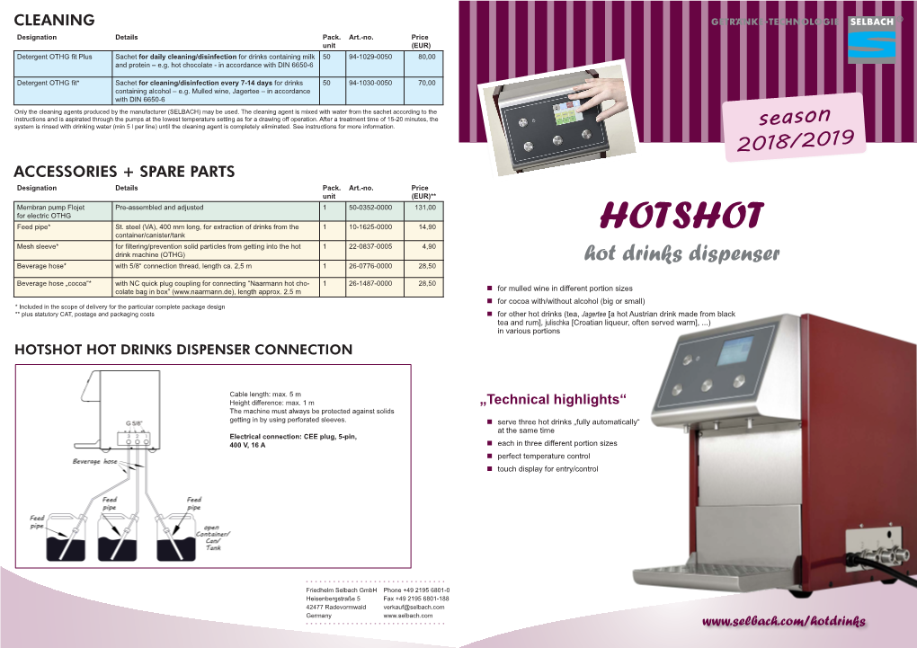 Hotshot Hot Drinks Dispenser Connection