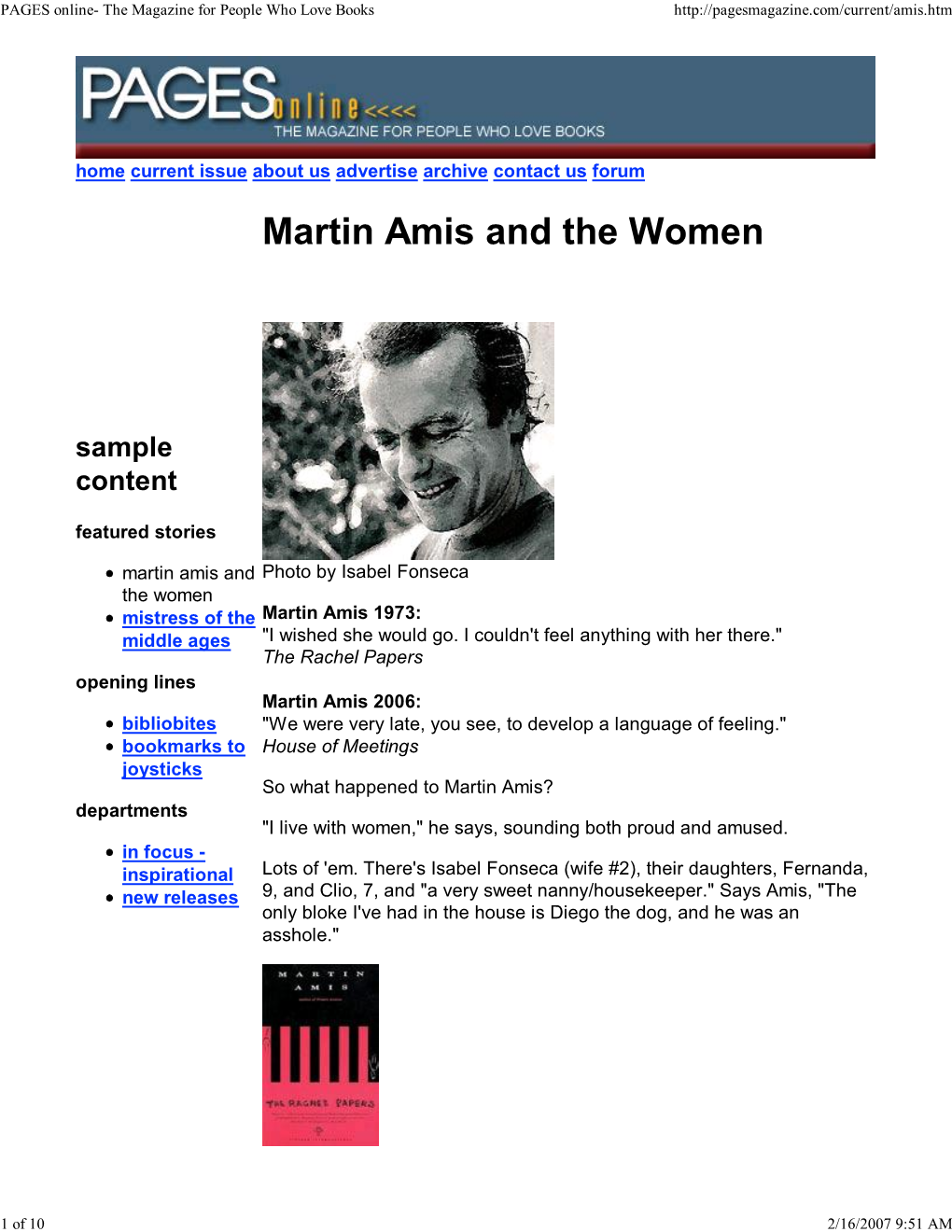 Martin Amis and the Women