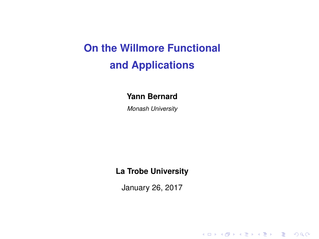 On the Willmore Functional [1Ex] and Applications