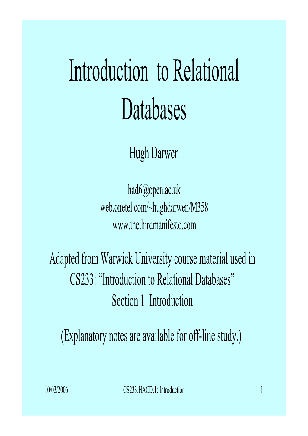 Introduction to Relational Databases (PDF)