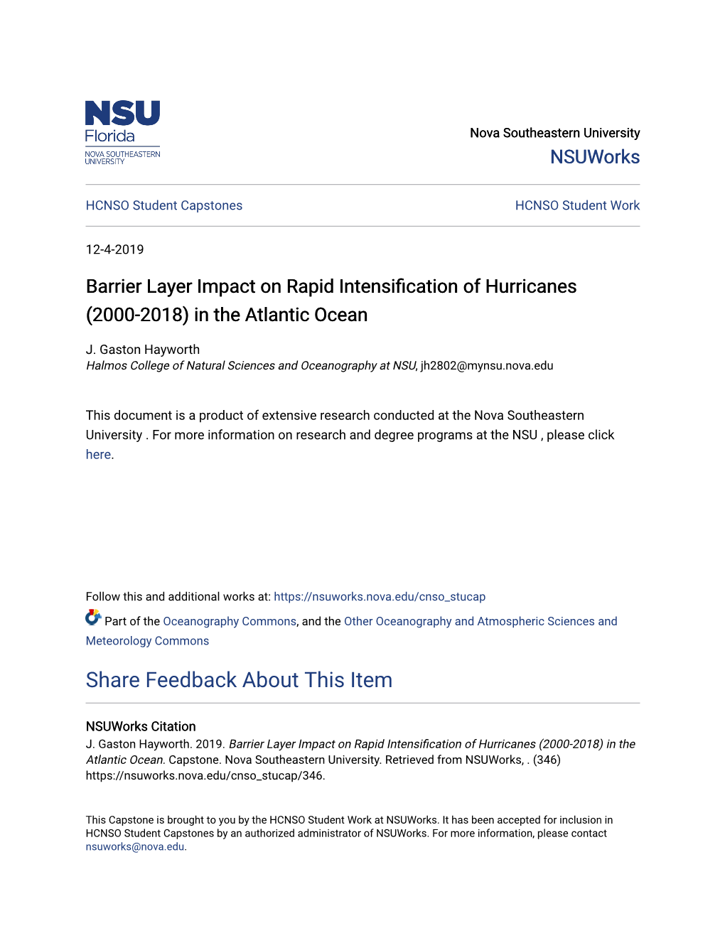 Barrier Layer Impact on Rapid Intensification of Hurricanes (2000-2018) in the Atlantic Ocean