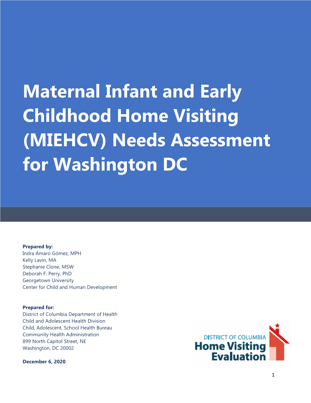 Maternal Infant and Early Childhood Home Visiting (MIEHCV) Needs Assessment for Washington DC