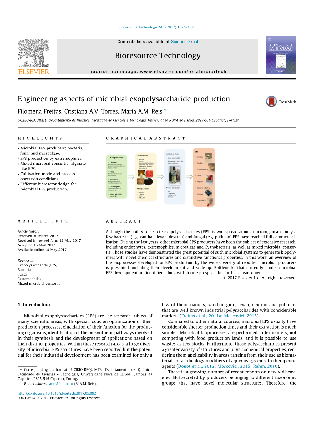 Engineering Aspects of Microbial Exopolysaccharide Production ⇑ Filomena Freitas, Cristiana A.V