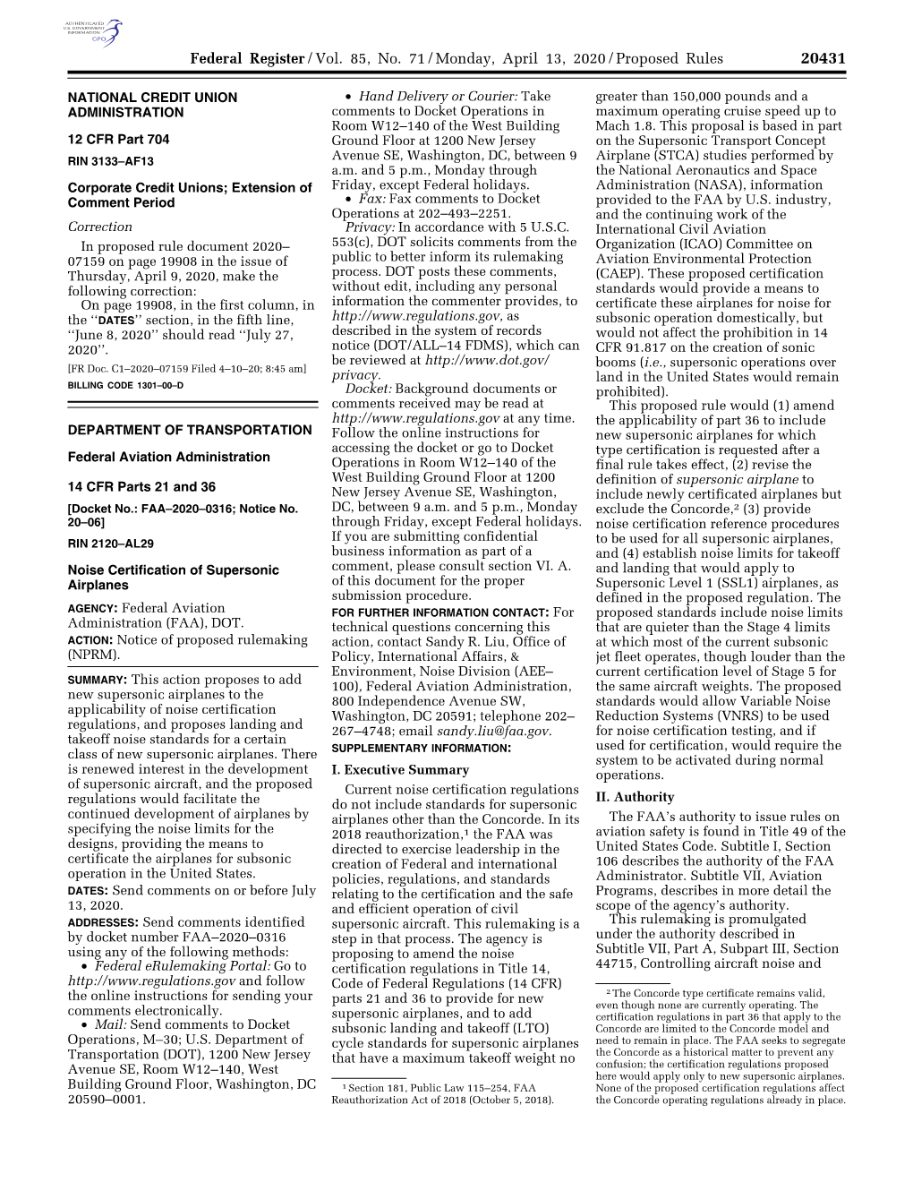 Noise Certification of Supersonic Airplanes