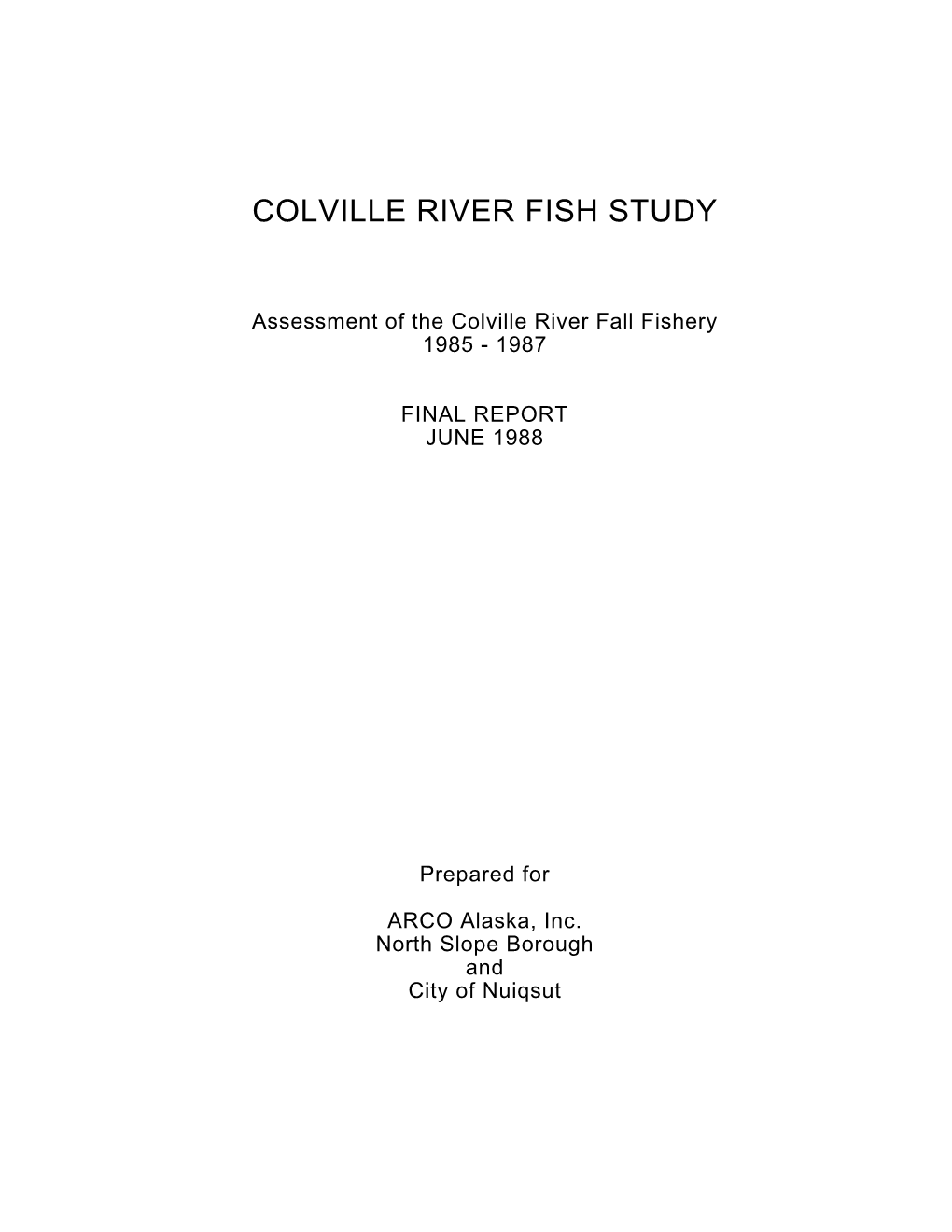 Colville River Fish Study