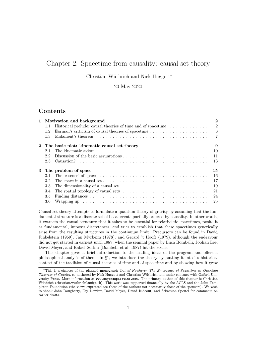 Chapter 2: Spacetime from Causality: Causal Set Theory