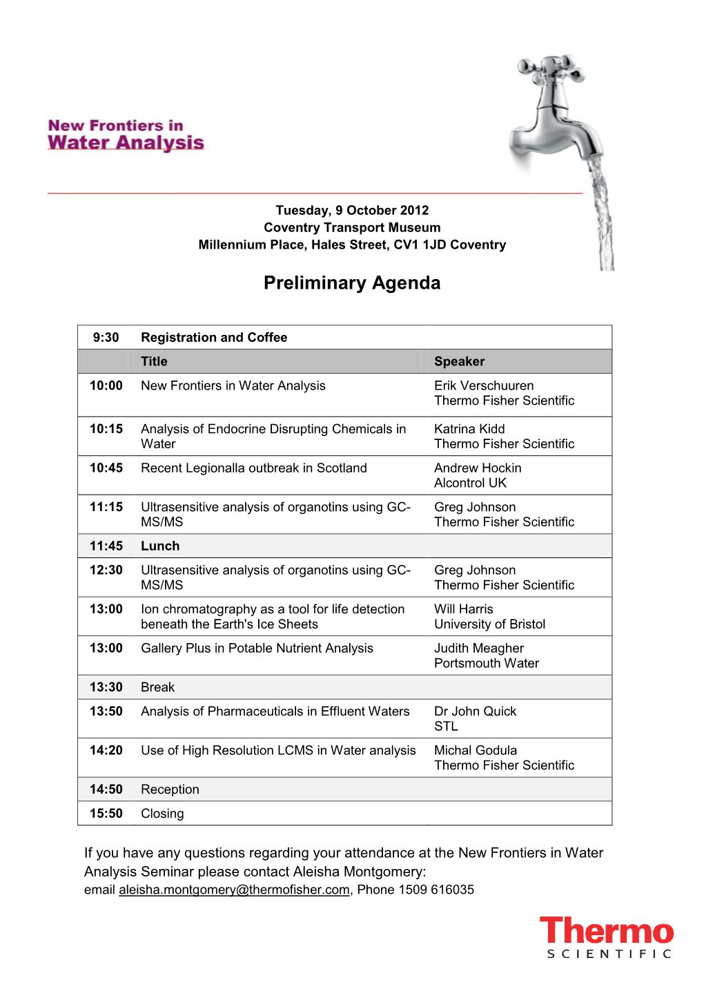 Preliminary Agenda