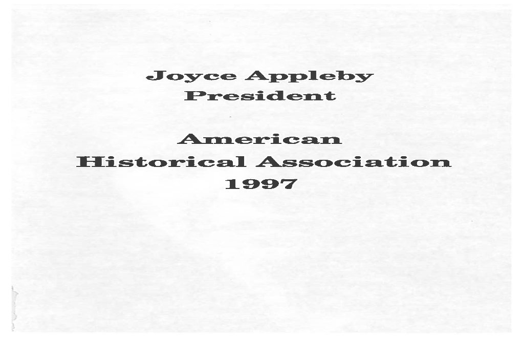 Joyce Appleby President American Historical Association 1997