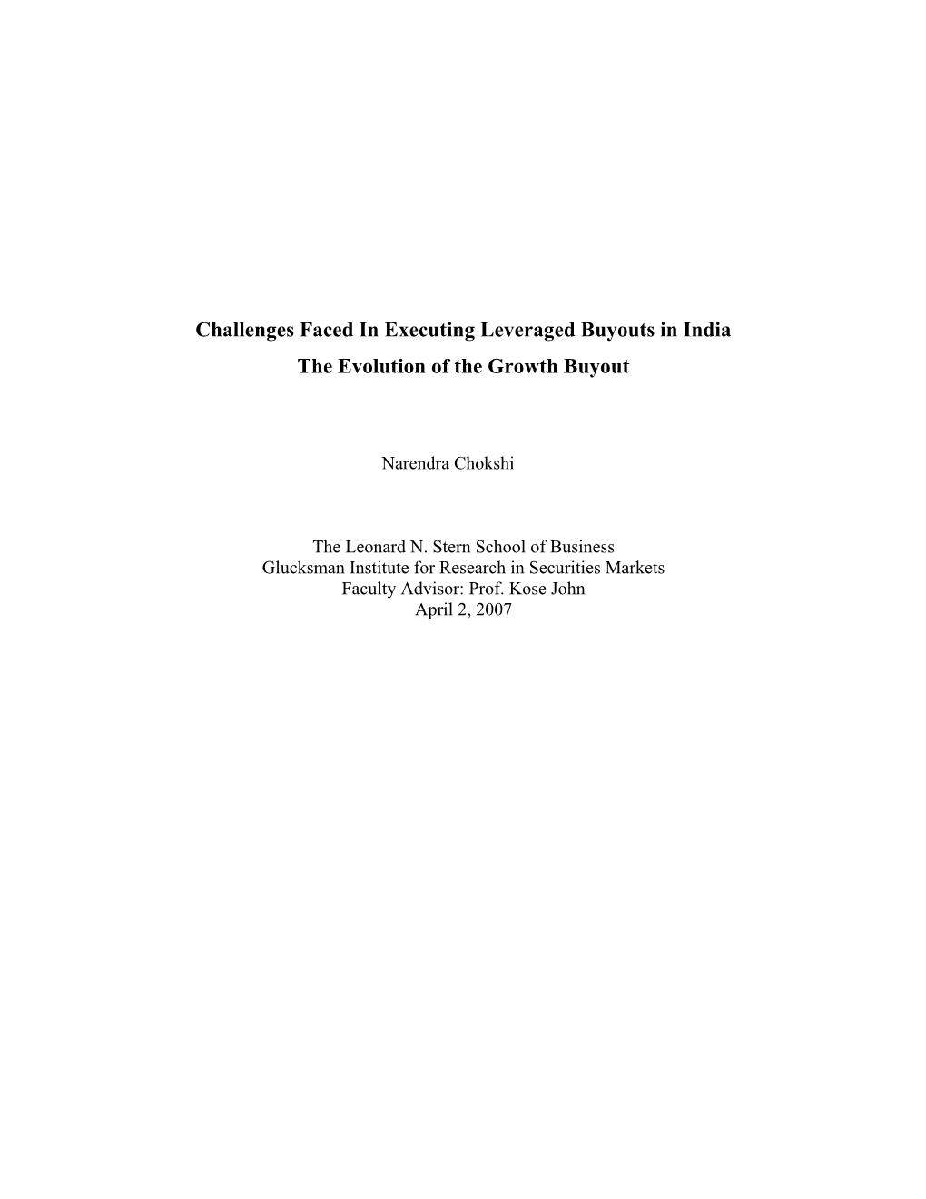 Challenges Faced in Executing Leveraged Buyouts in India the Evolution of the Growth Buyout