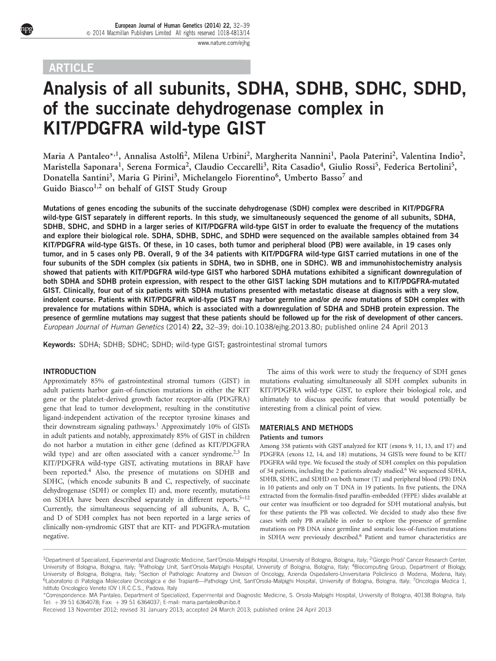 Analysis of All Subunits, SDHA, SDHB, SDHC, SDHD, Of