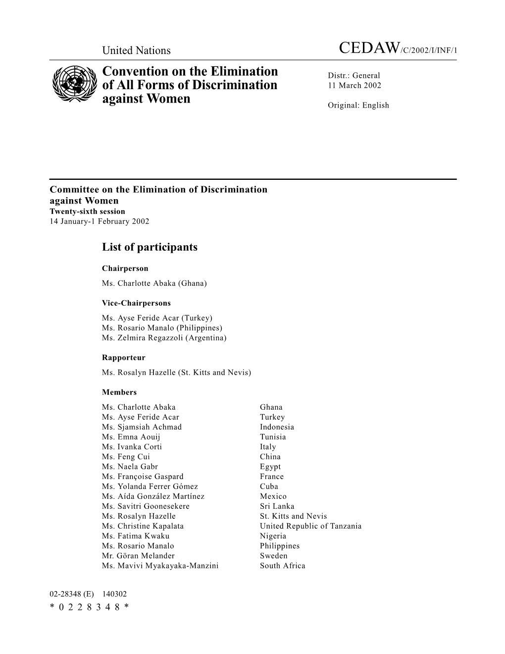 Representatives of States Parties