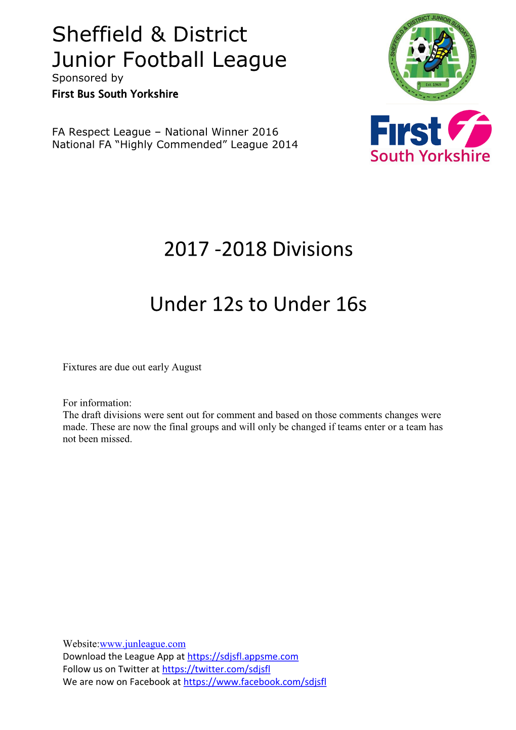 2018 Divisions Under 12S to Under