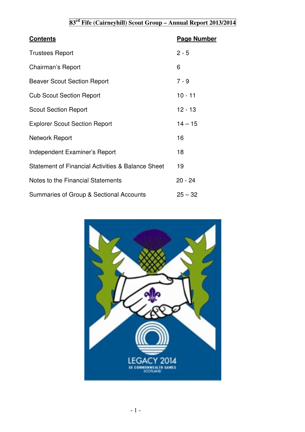 83 Fife (Cairneyhill) Scout Group – Annual Report 2013/2014