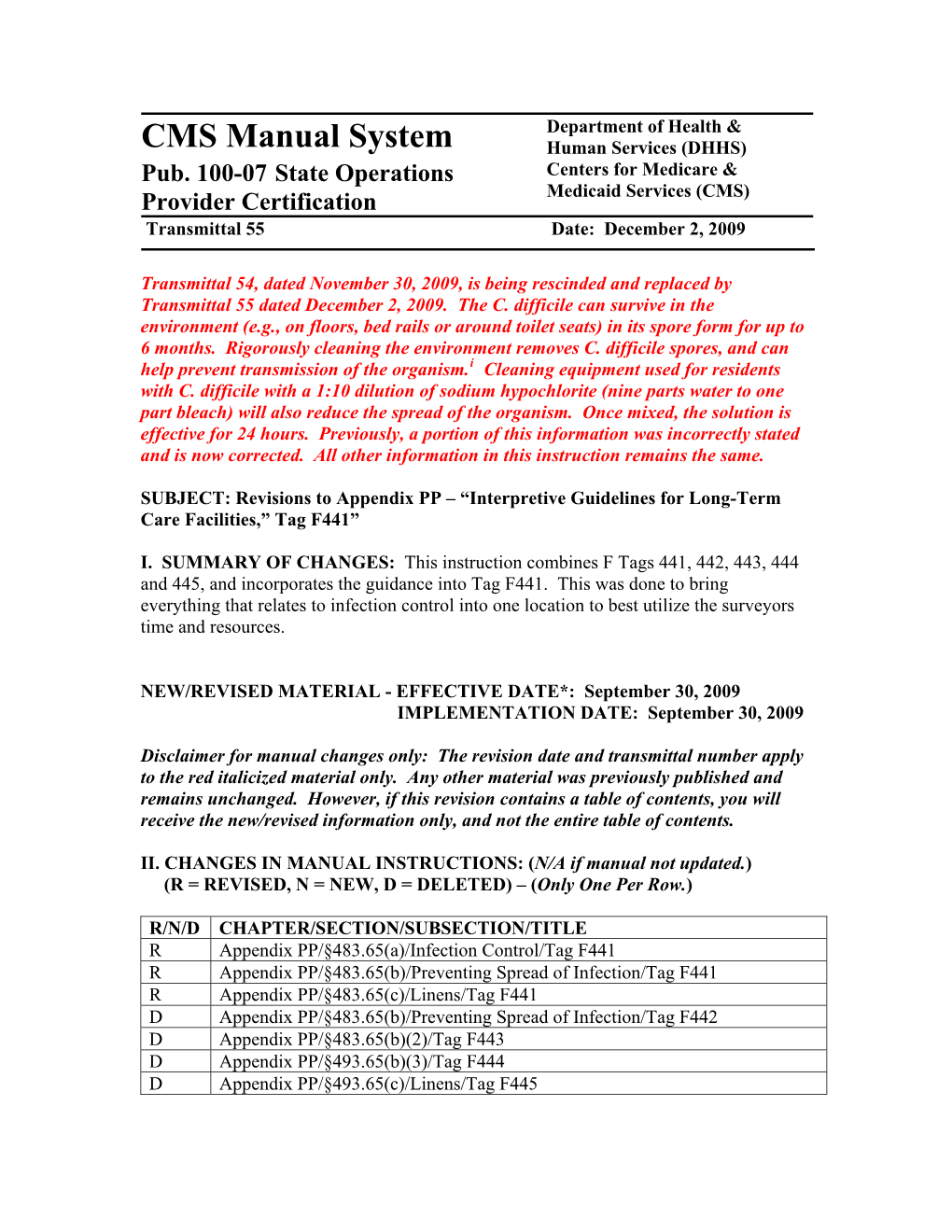 Interpretive Guidelines for Long-Term Care Facilities,” Tag F441”