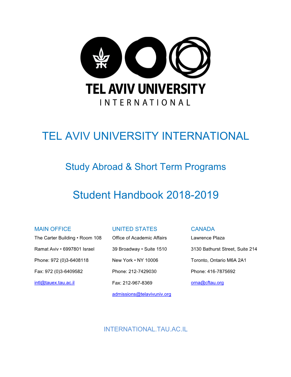 TEL AVIV UNIVERSITY INTERNATIONAL Student