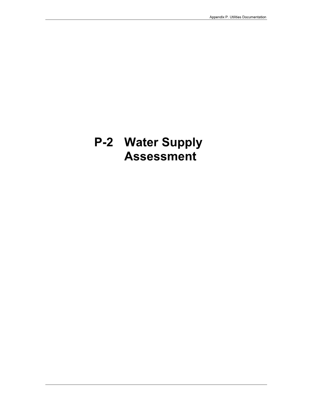 P-2 Water Supply Assessment
