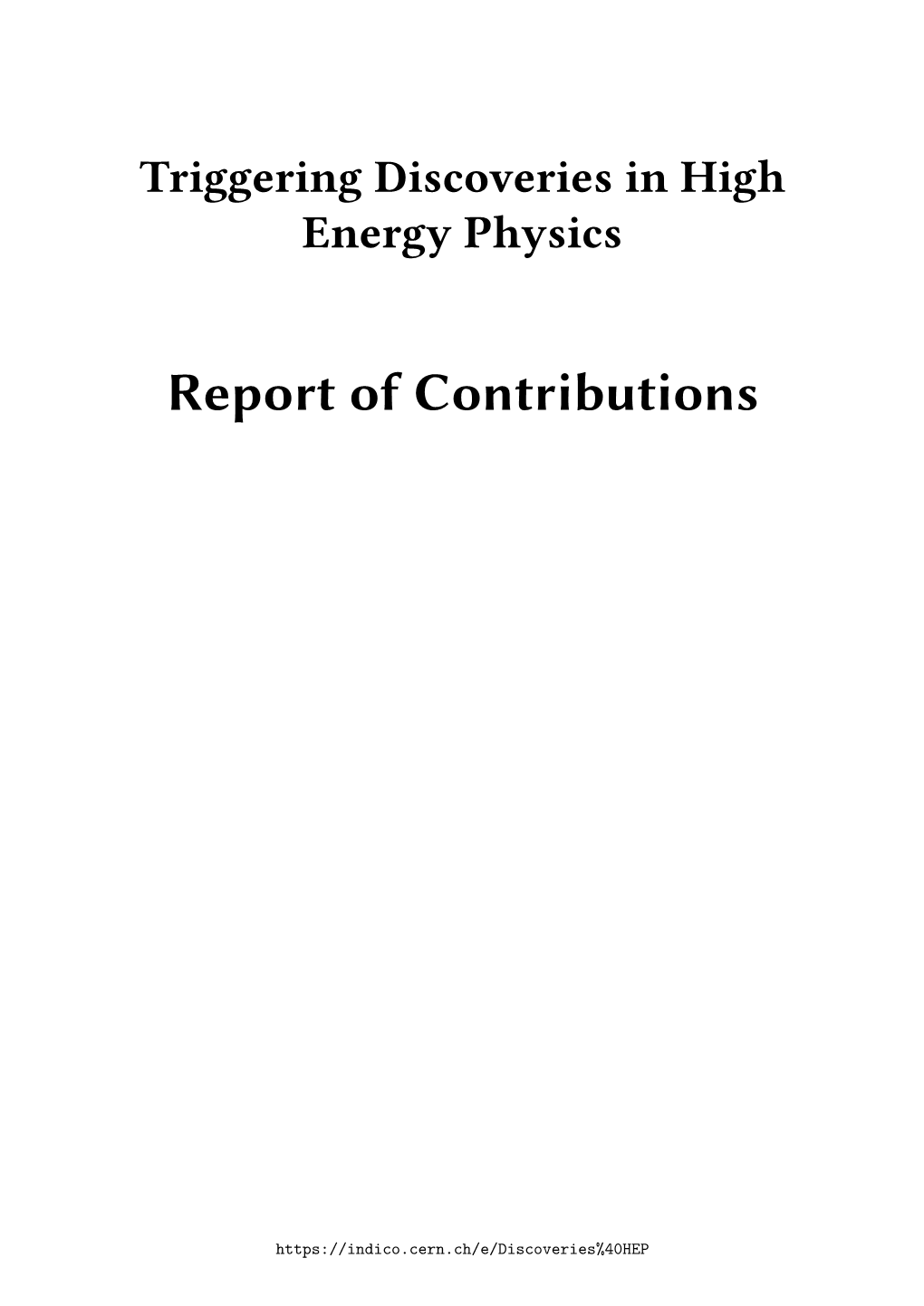 Report of Contributions