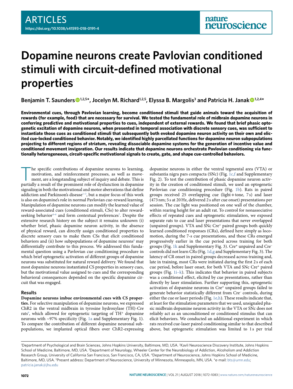 Dopamine Neurons Create Pavlovian Conditioned Stimuli with Circuit-Defined Motivational Properties