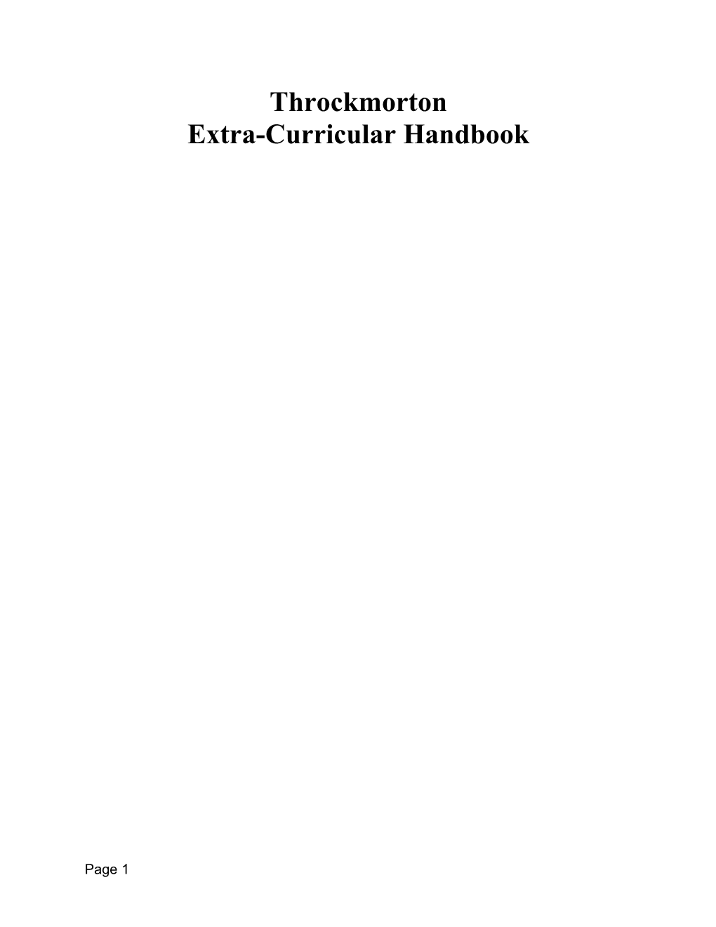 Extra-Curricular Handbook