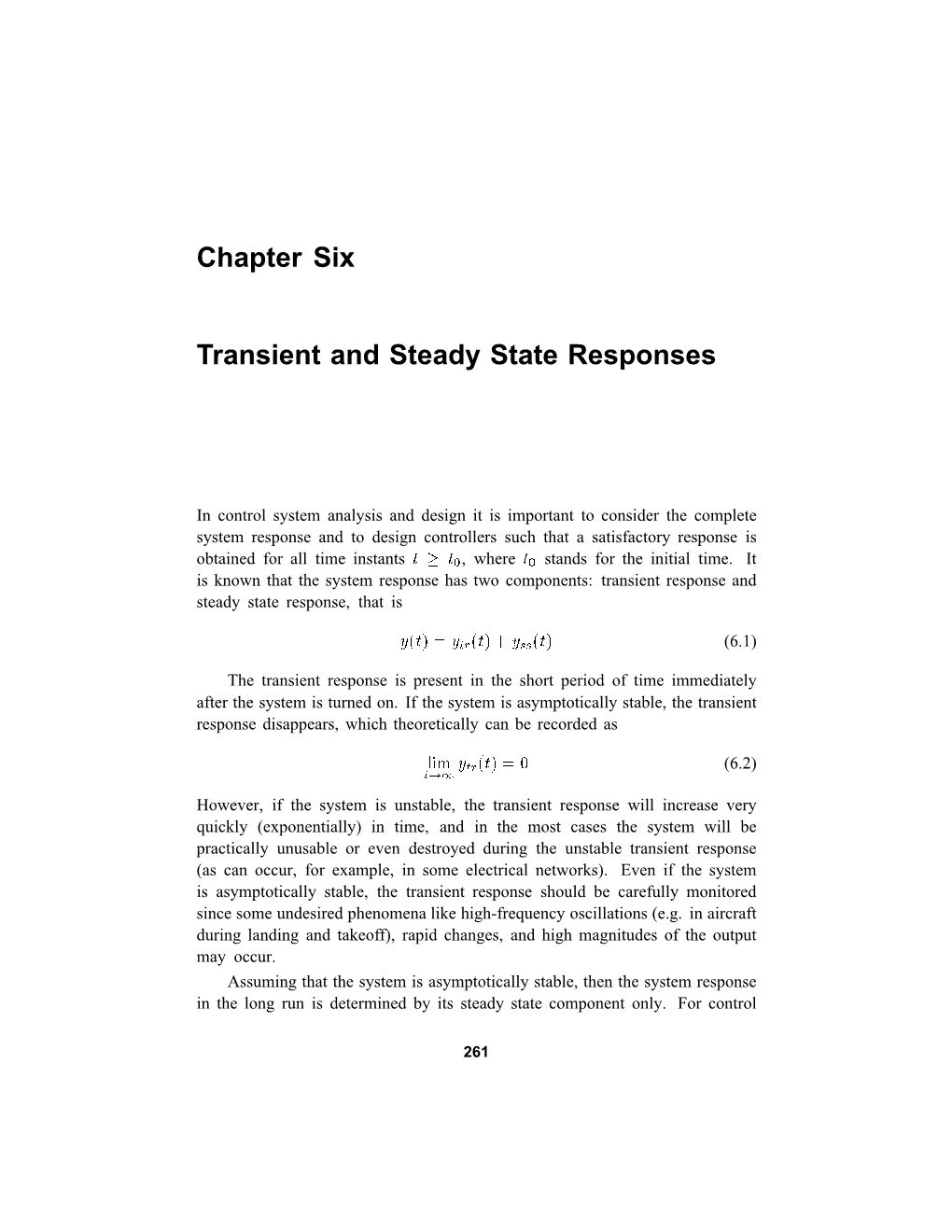 Chapter Six Transient and Steady State Responses