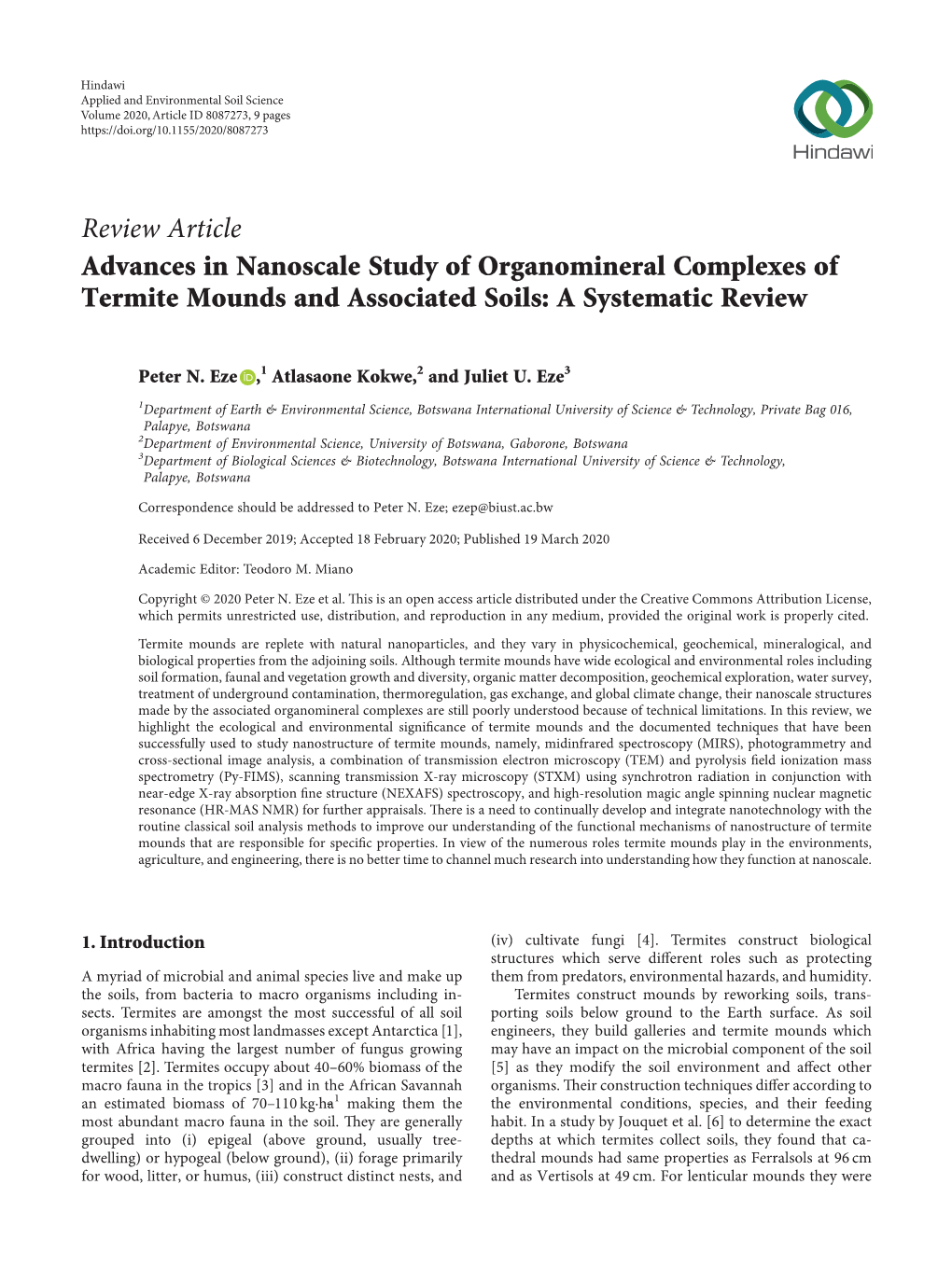 Advances in Nanoscale Study of Organomineral Complexes of Termite Mounds and Associated Soils: a Systematic Review