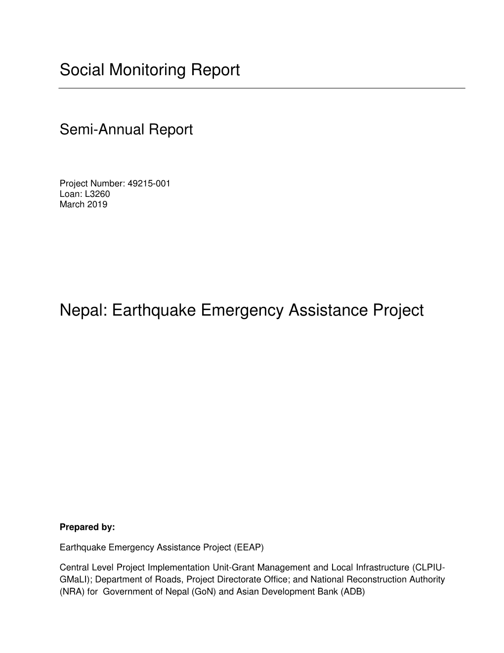 49215-001: Earthquake Emergency Assistance Project