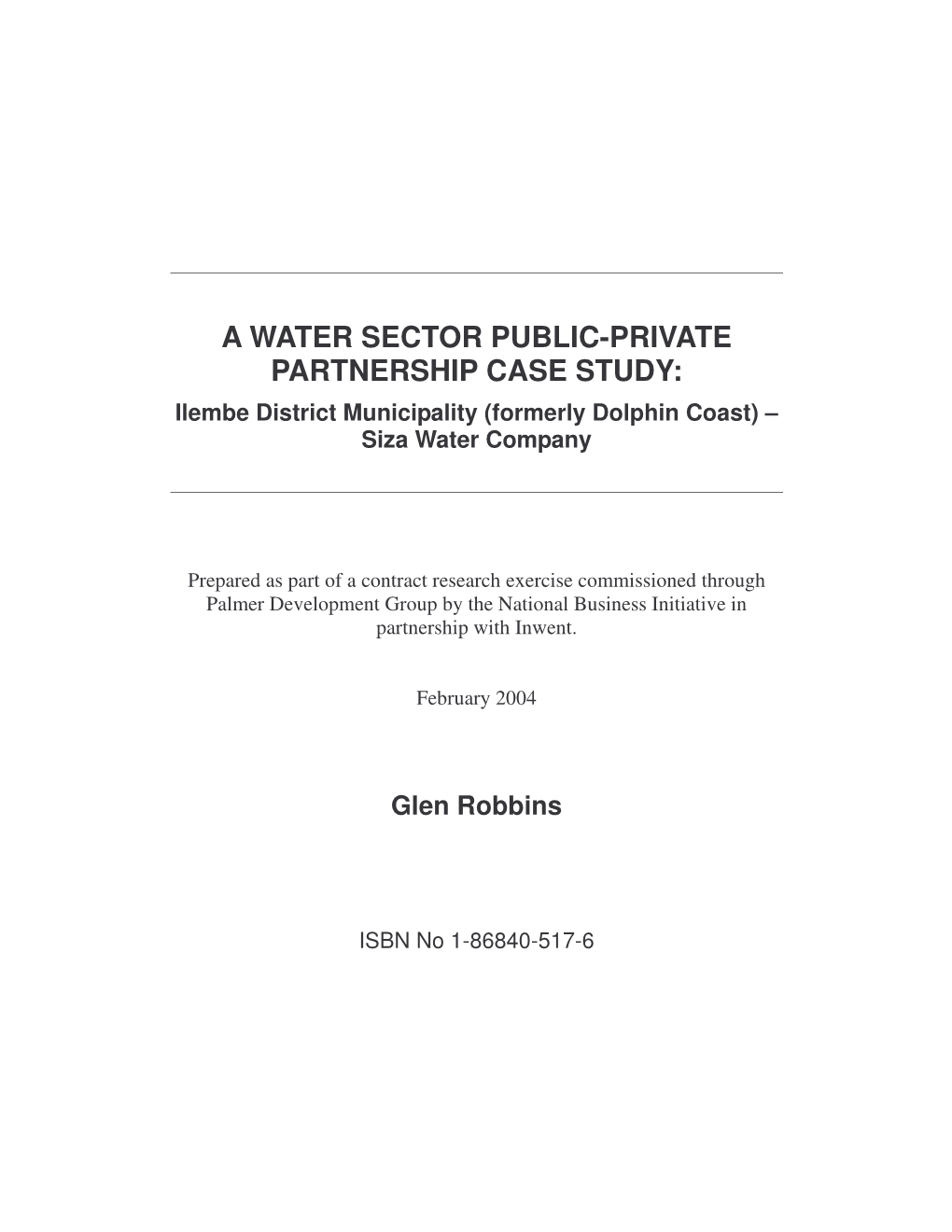 A Water Sector Public-Private Partnership Case Study Ilembe