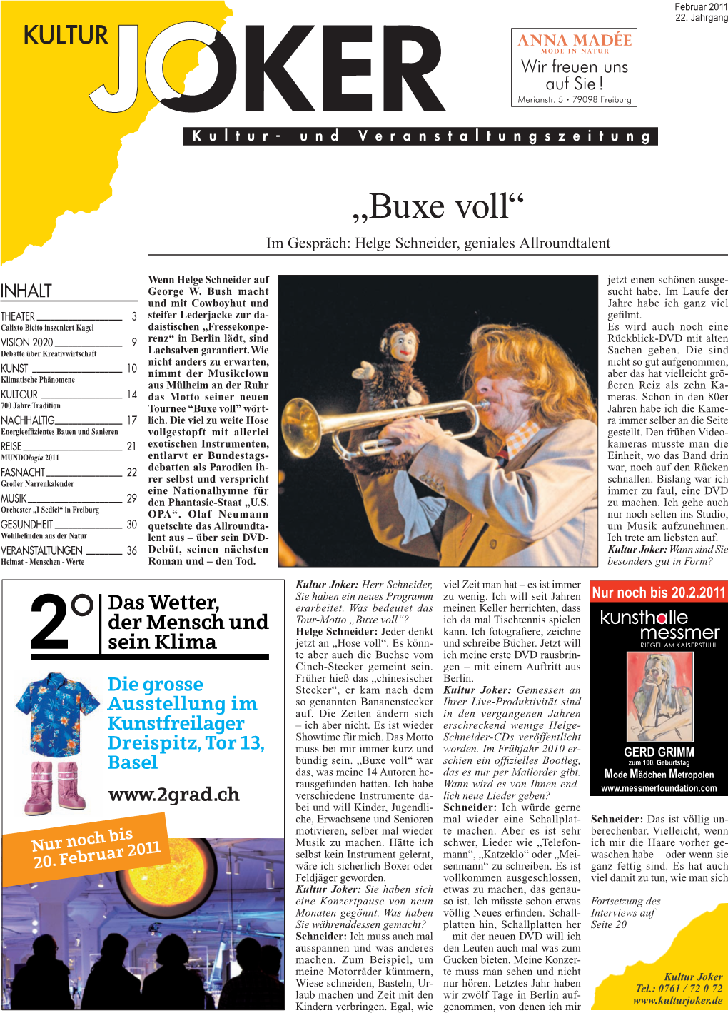 „Buxe Voll“ Im Gespräch: Helge Schneider, Geniales Allroundtalent