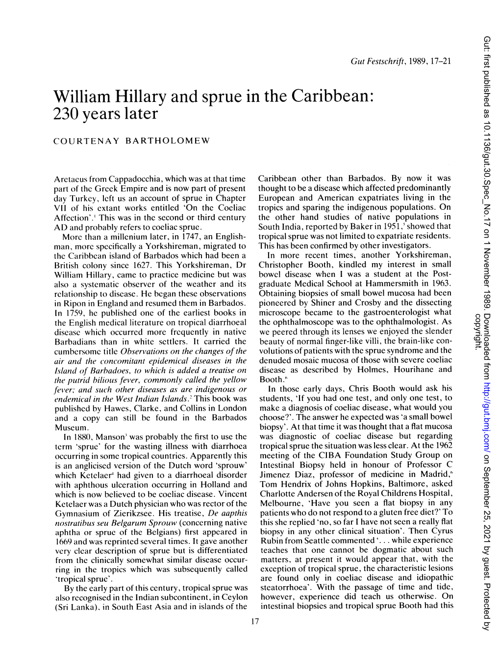 William Hillary and Sprue in the Caribbean: 230 Years Later