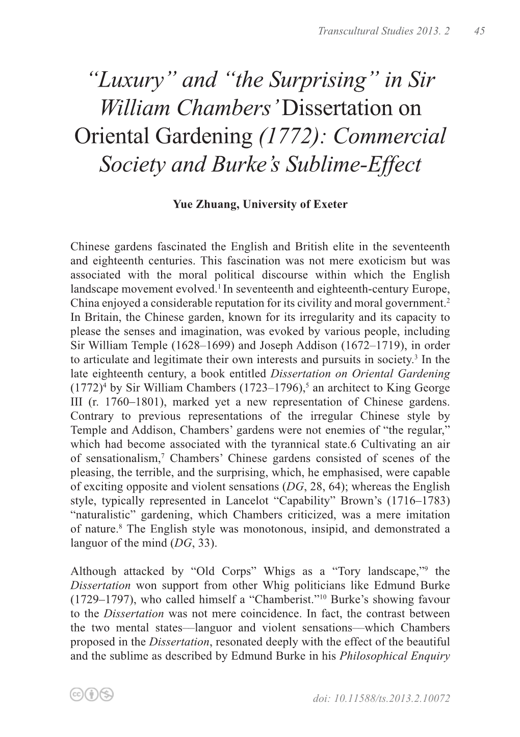 In Sir William Chambers' Dissertation on Oriental Gardening