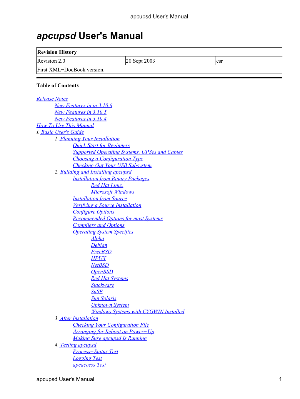 Apcupsd User's Manual Apcupsd User's Manual