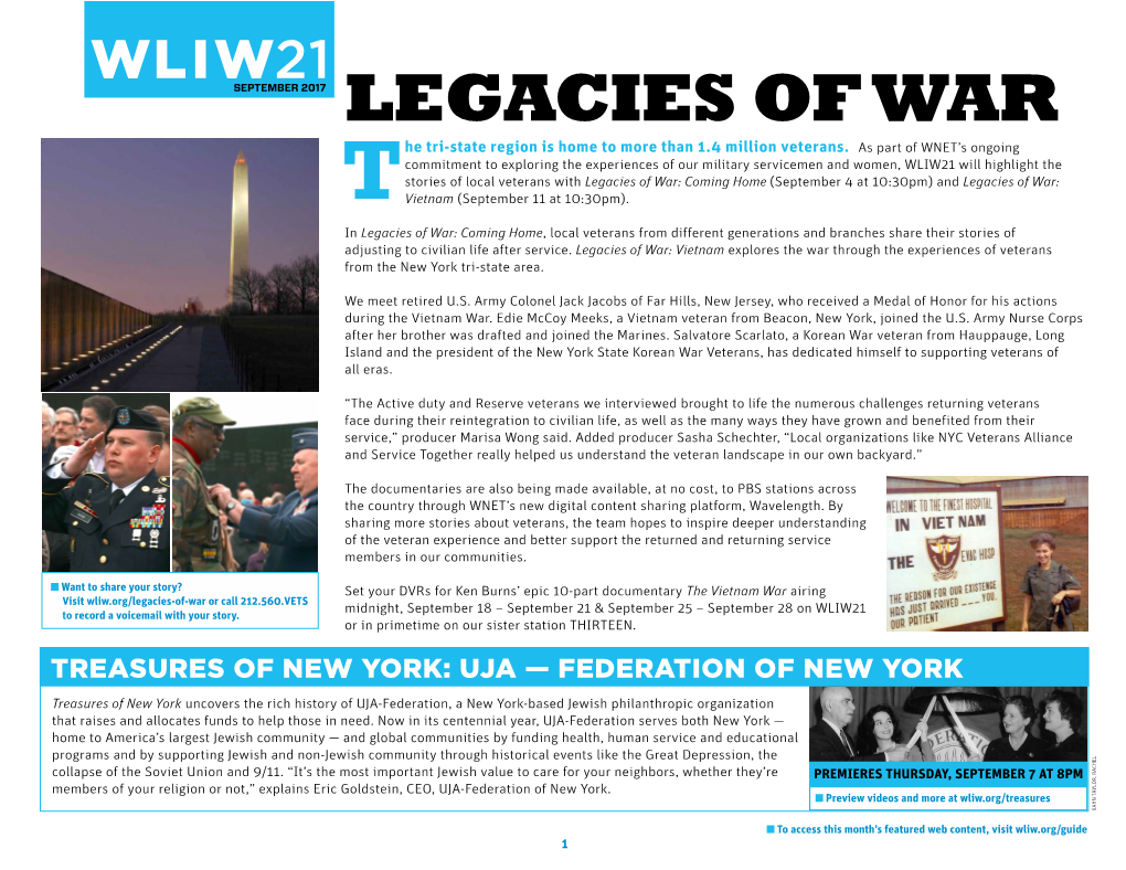 LEGACIES of WAR He Tri-State Region Is Home to More Than 1.4 Million Veterans