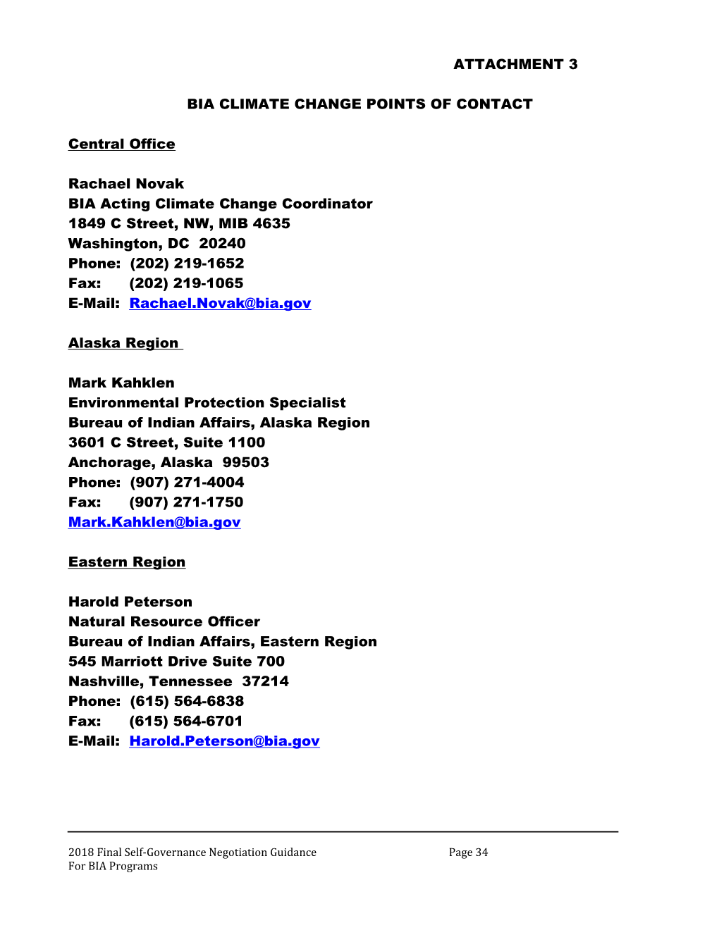 Bia Climate Change Points of Contact