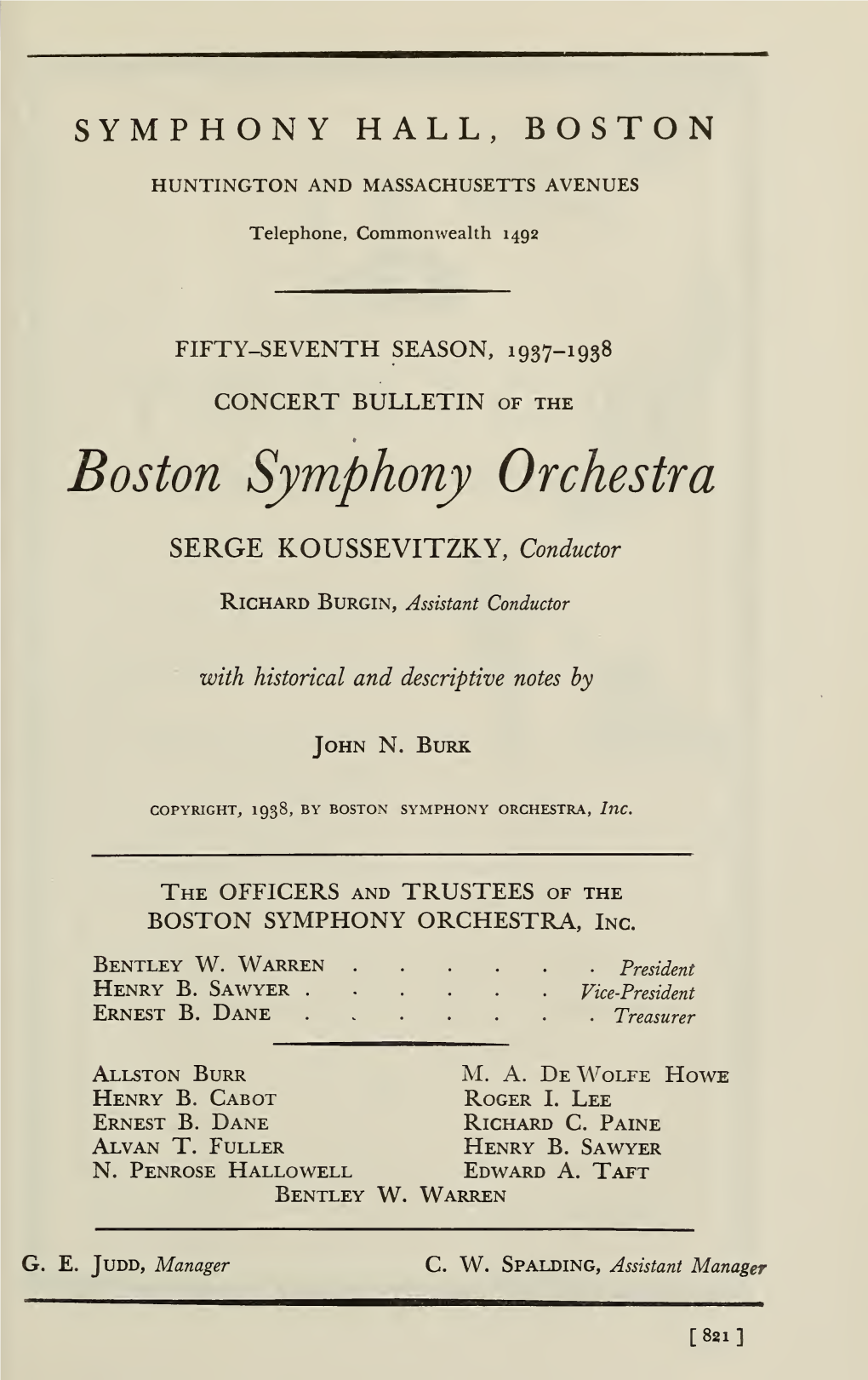 Boston Symphony Orchestra Concert Programs, Season 57,1937-1938, Subscription Series