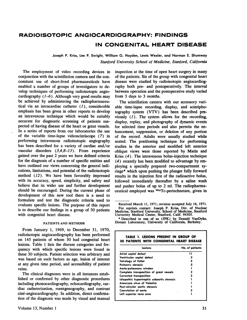 Findings in Congenital Heart Disease