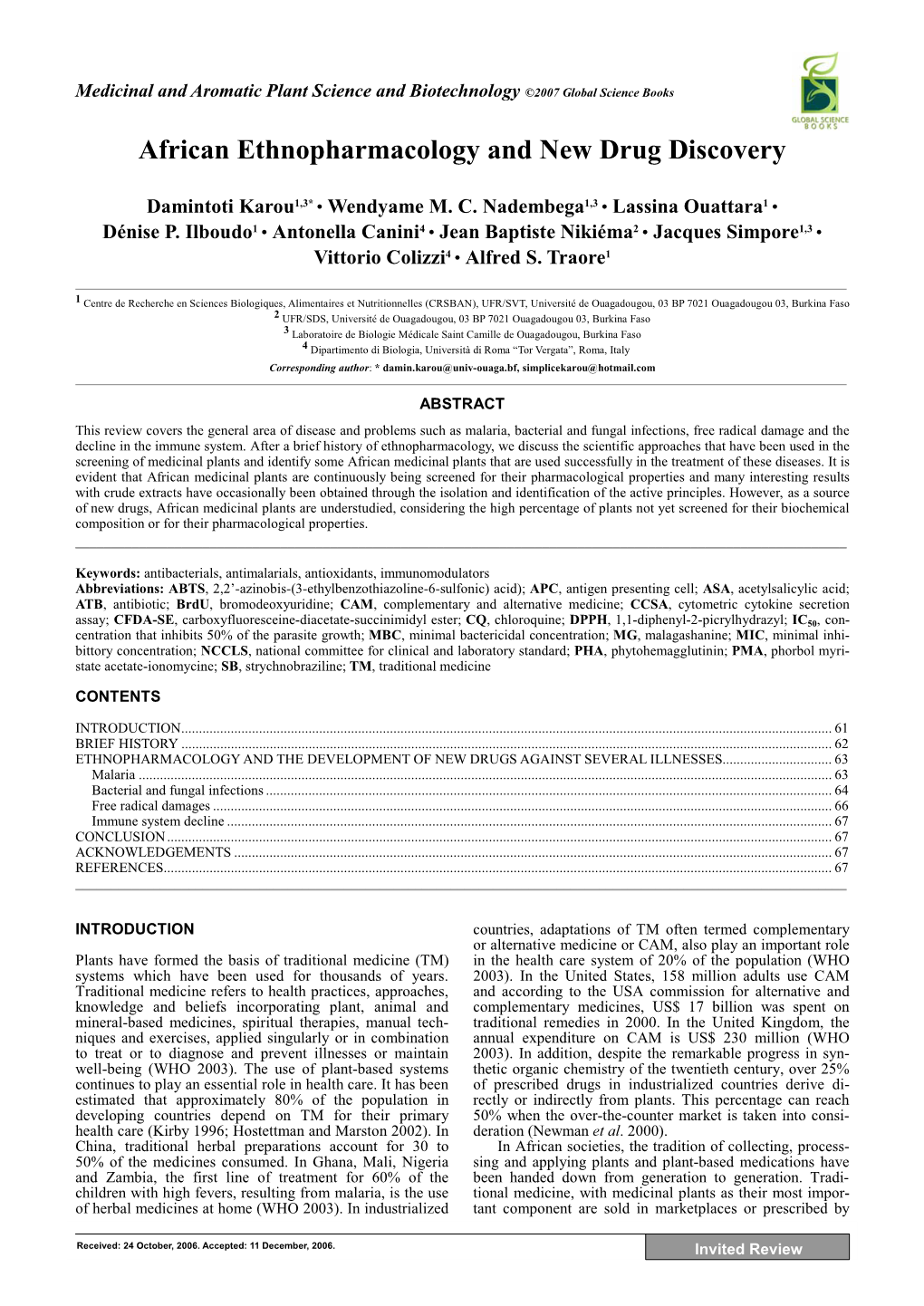 African Ethnopharmacology and New Drug Discovery