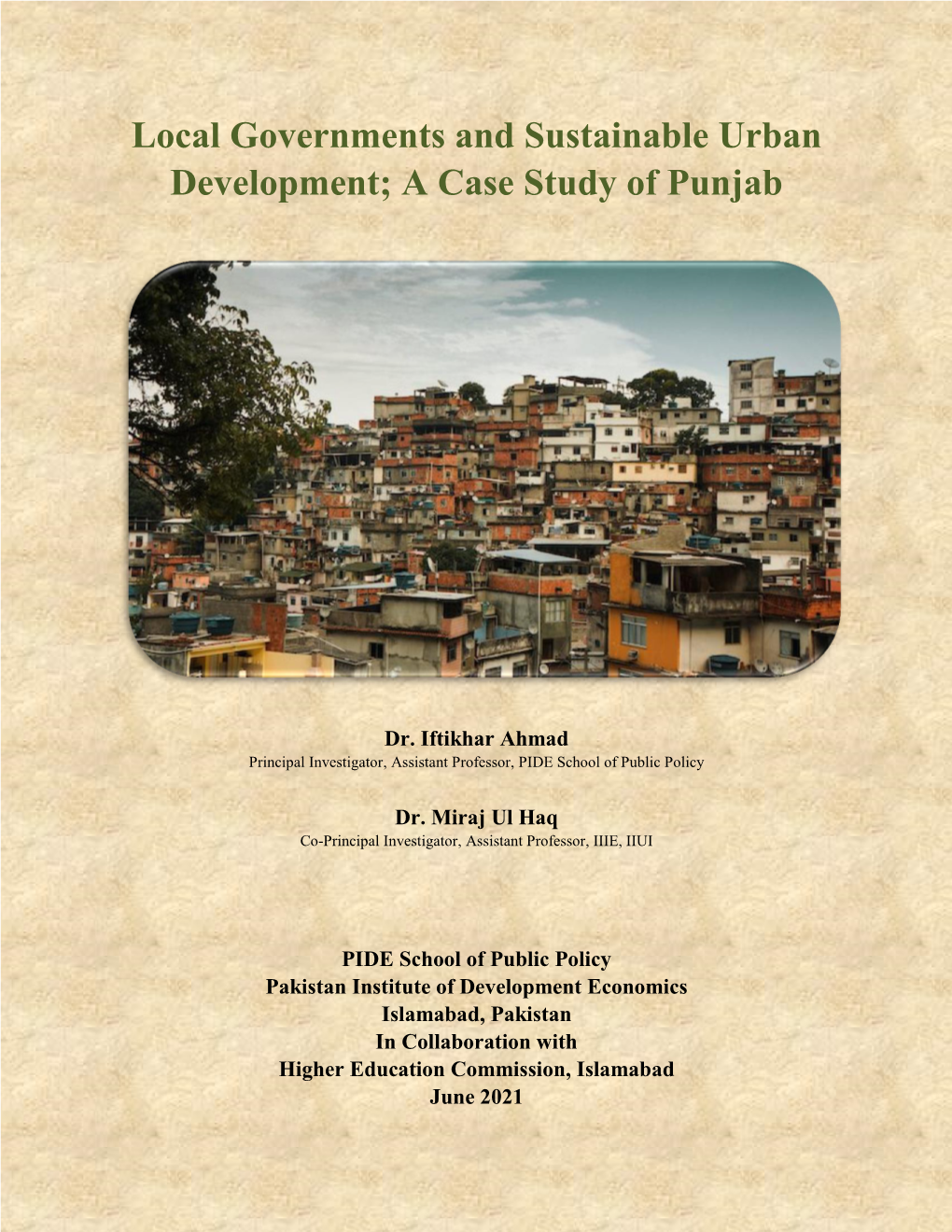 Local Governments and Sustainable Urban Development; a Case Study of Punjab