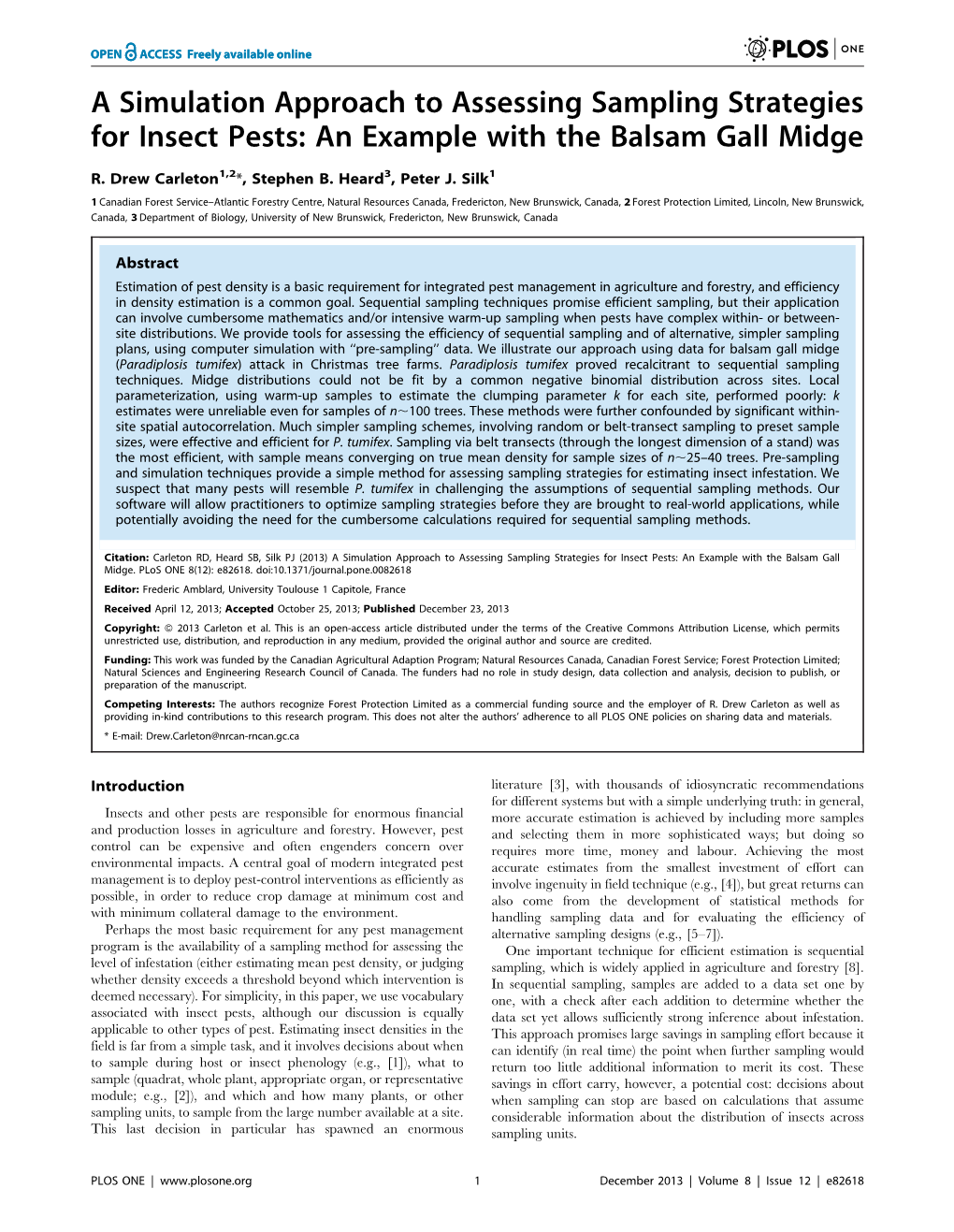 A Simulation Approach to Assessing Sampling Strategies for Insect Pests: an Example with the Balsam Gall Midge